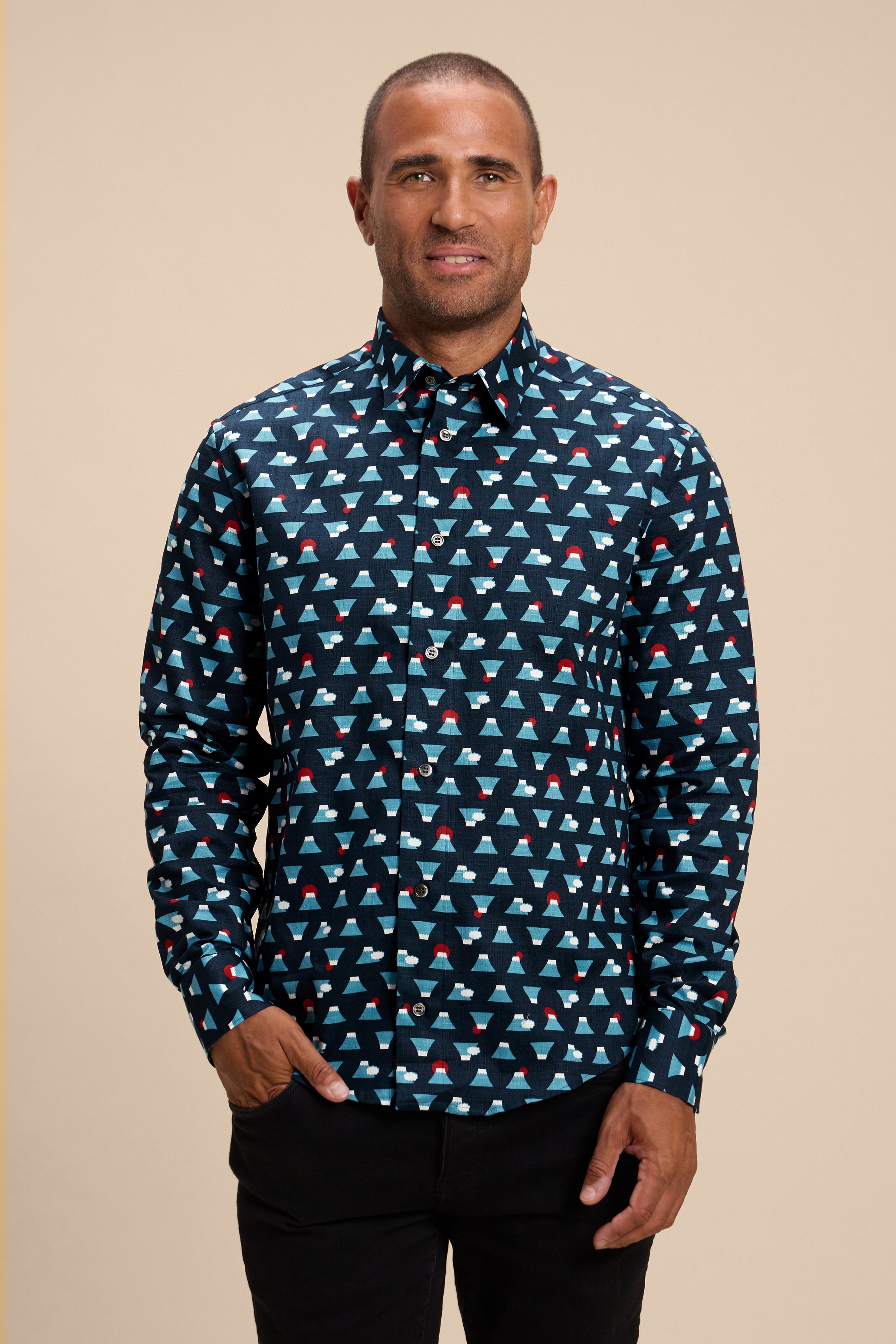 Dreams of Fuji shirt, front on model