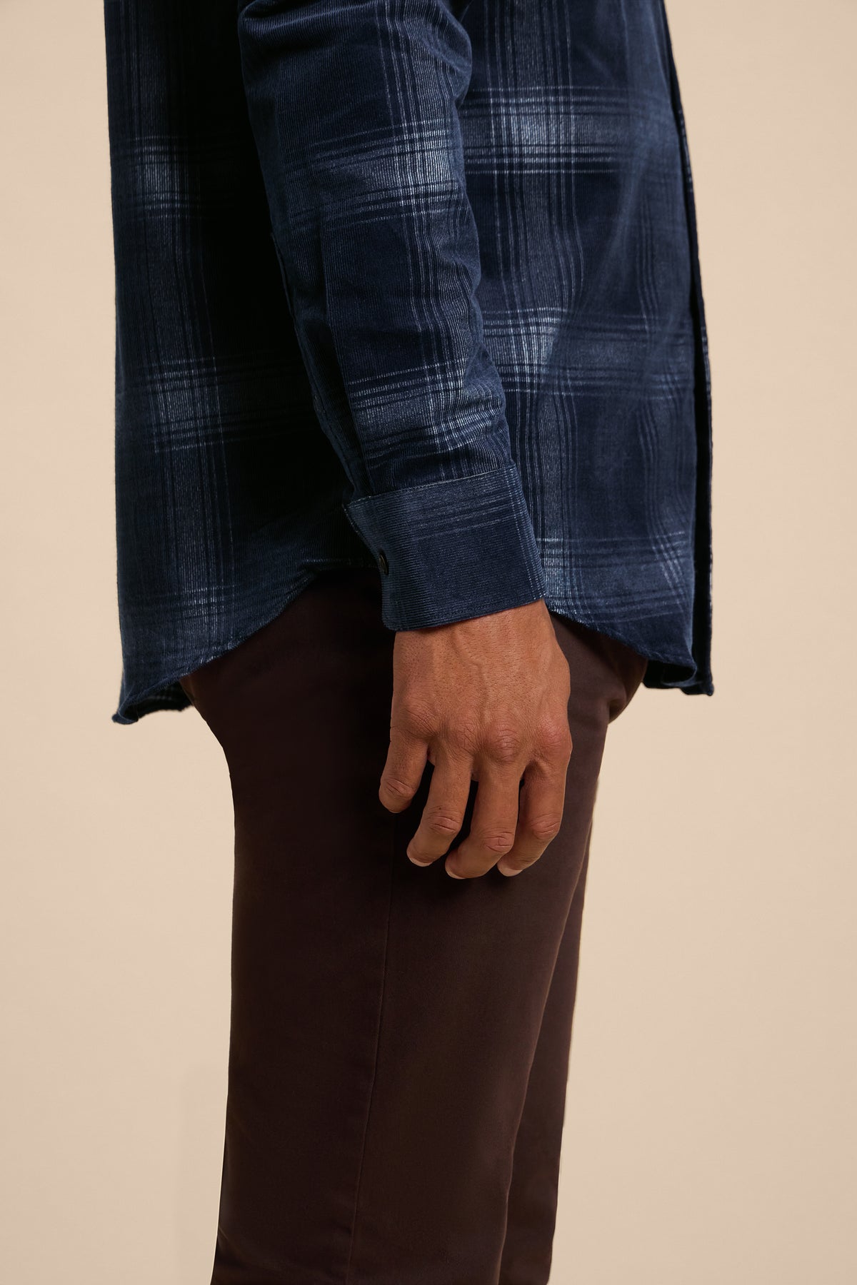Indigo Check shirt, cuff detail