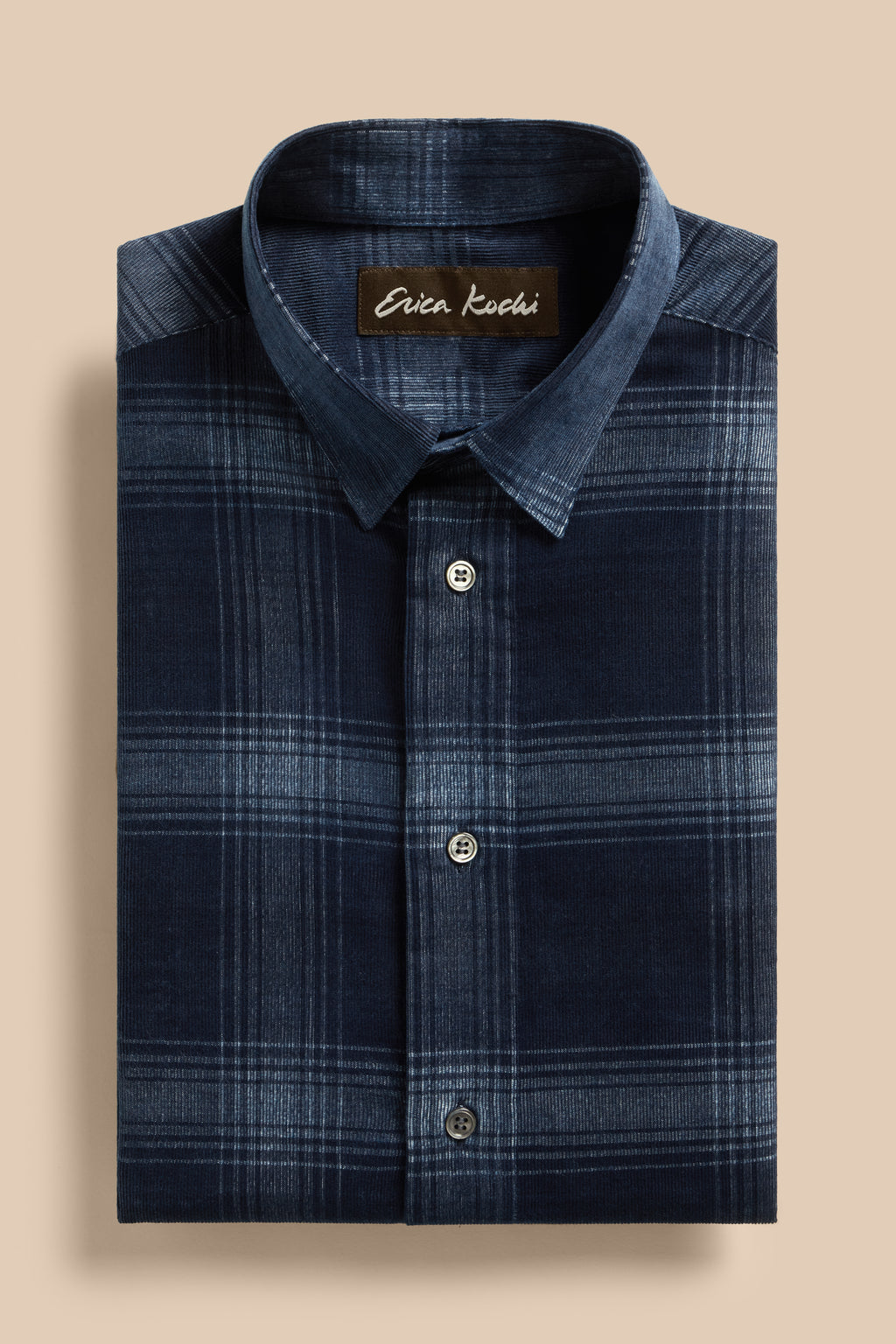 Indigo Check shirt, flat lay