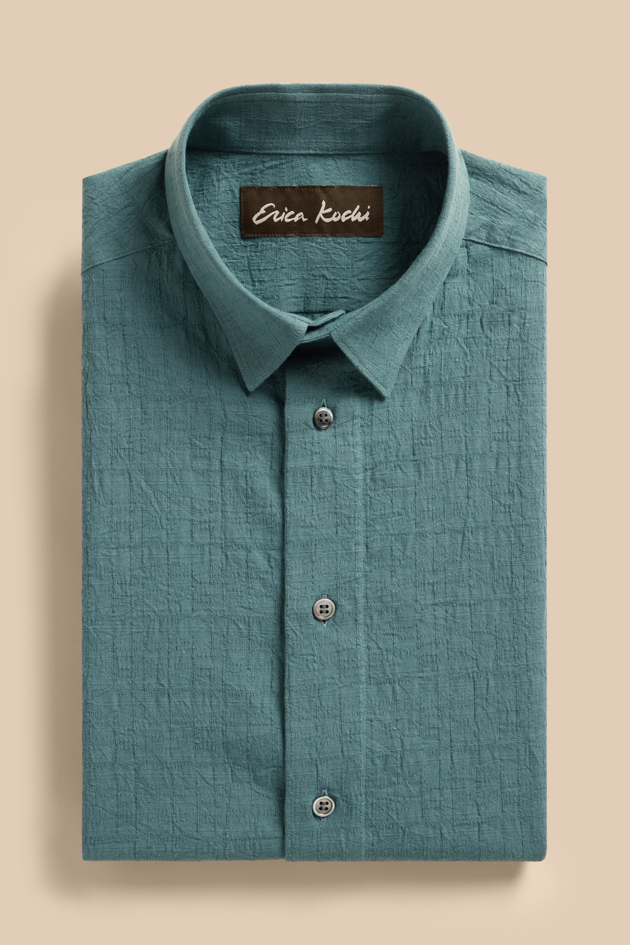 Kasumi Grid Cypress shirt, flat lay