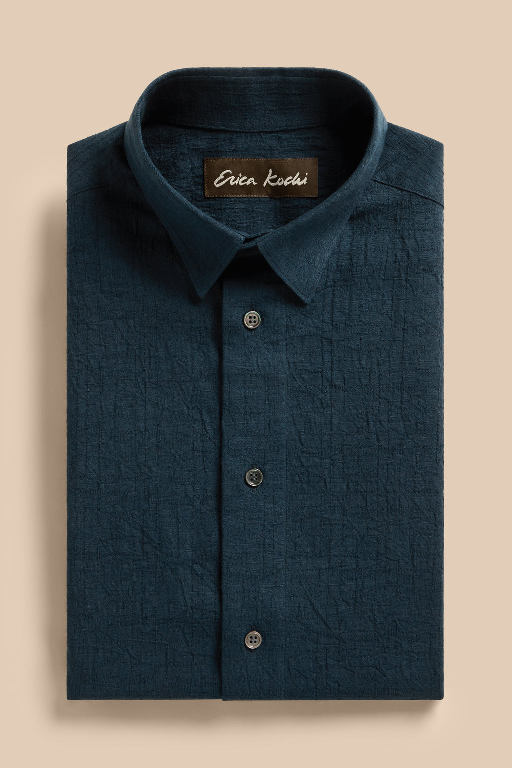 Kasumi Grid Indigo shirt, flat lay
