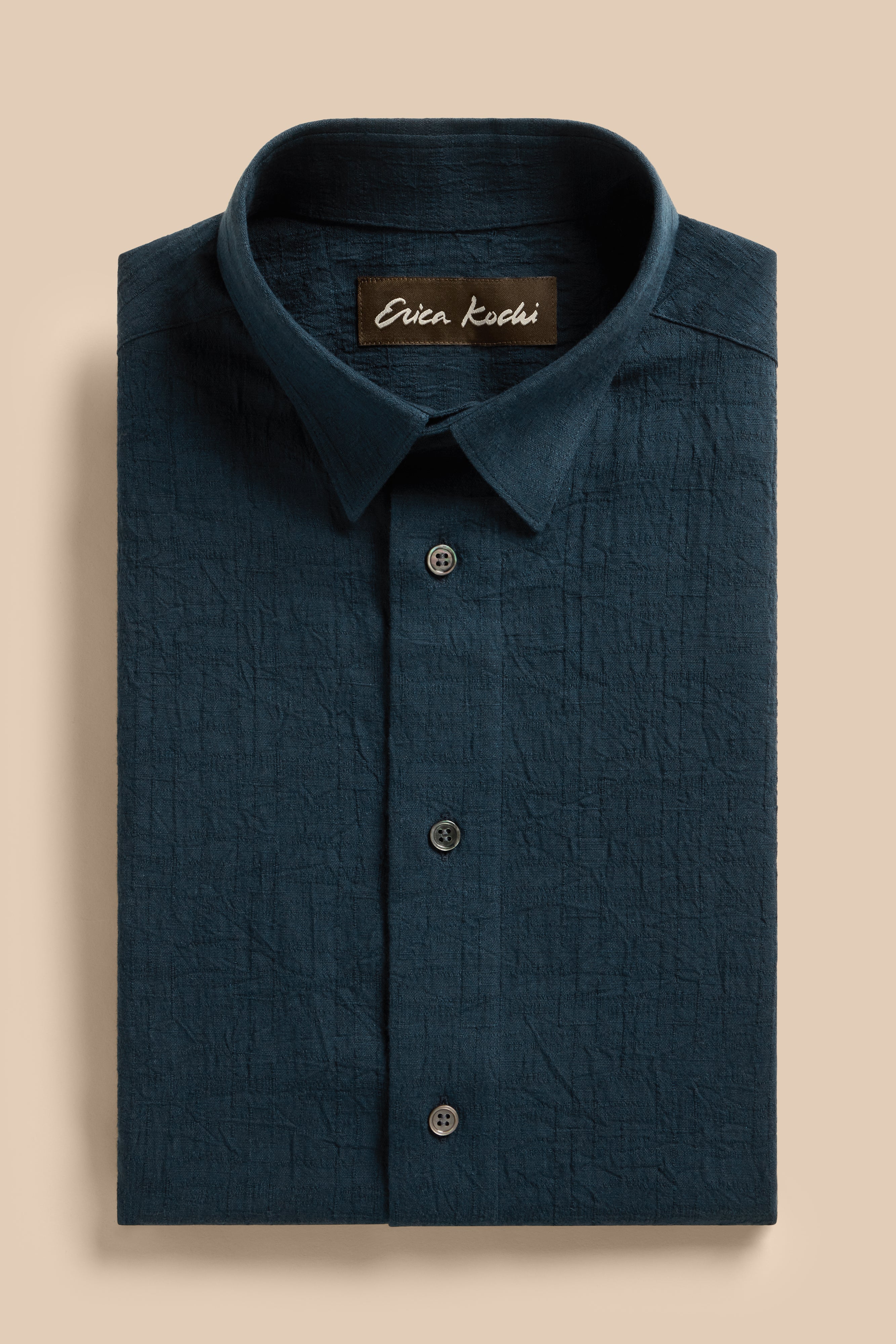 Kasumi Grid Indigo shirt, flat lay