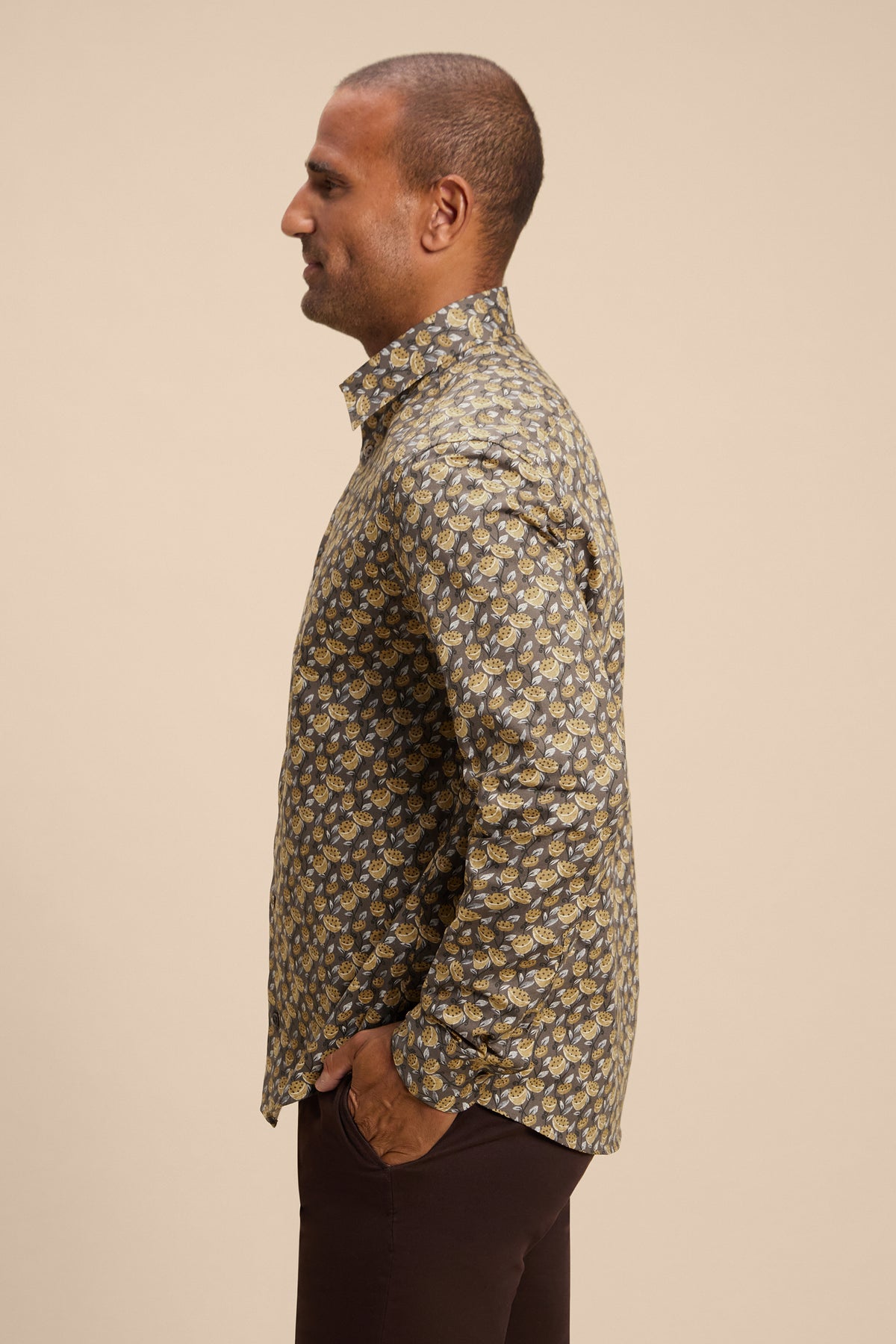 Lotus shirt, side on model
