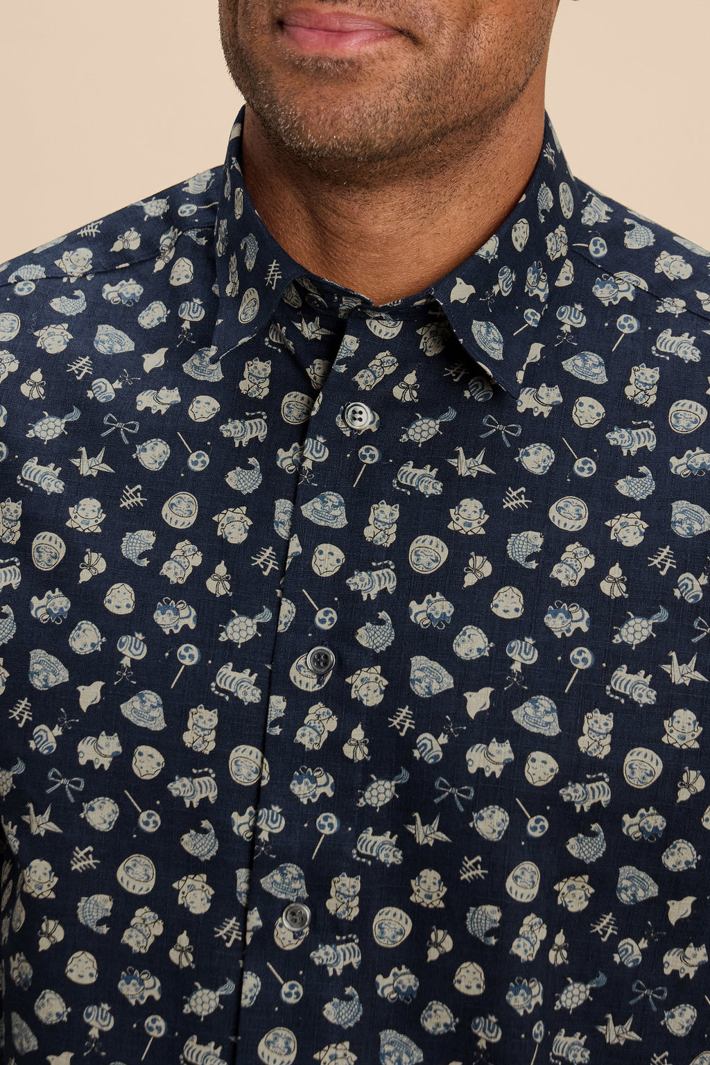 Lucky Icons shirt, collar detail