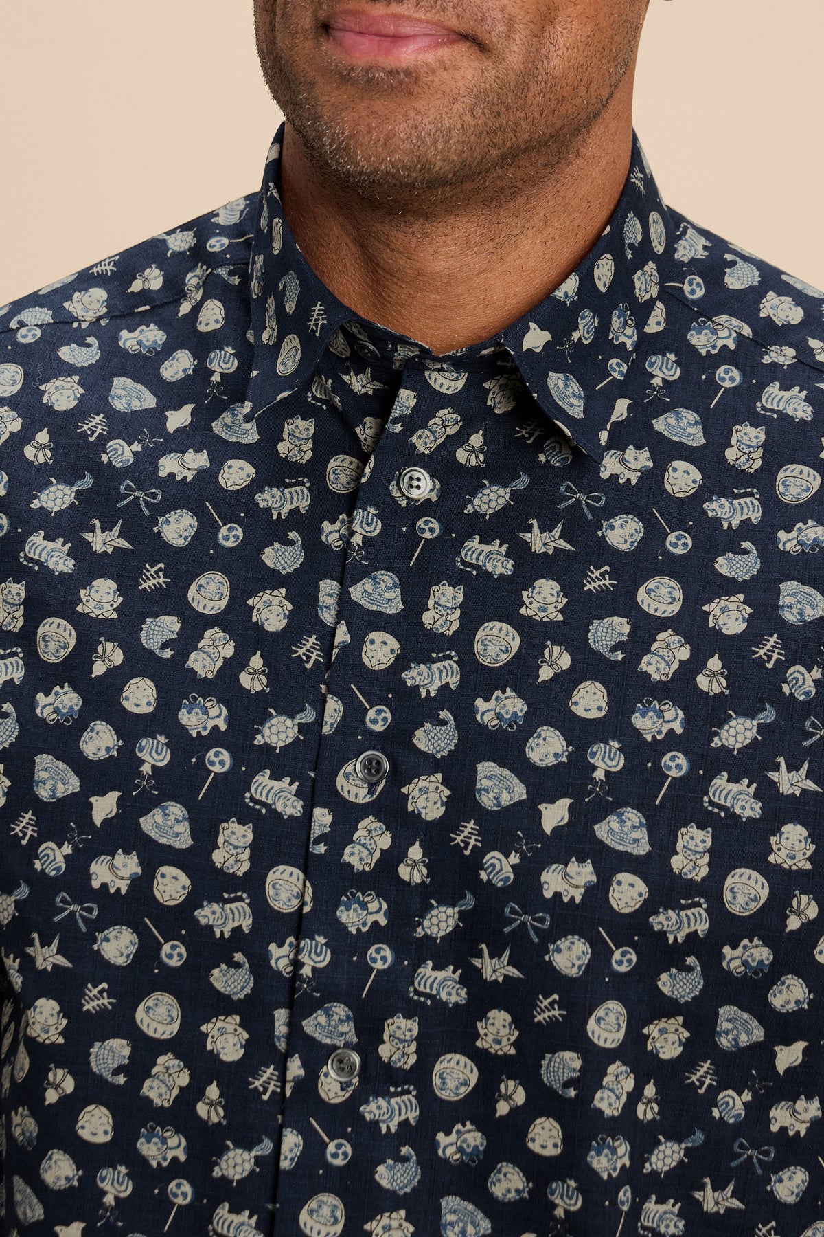 Lucky Icons shirt, collar detail