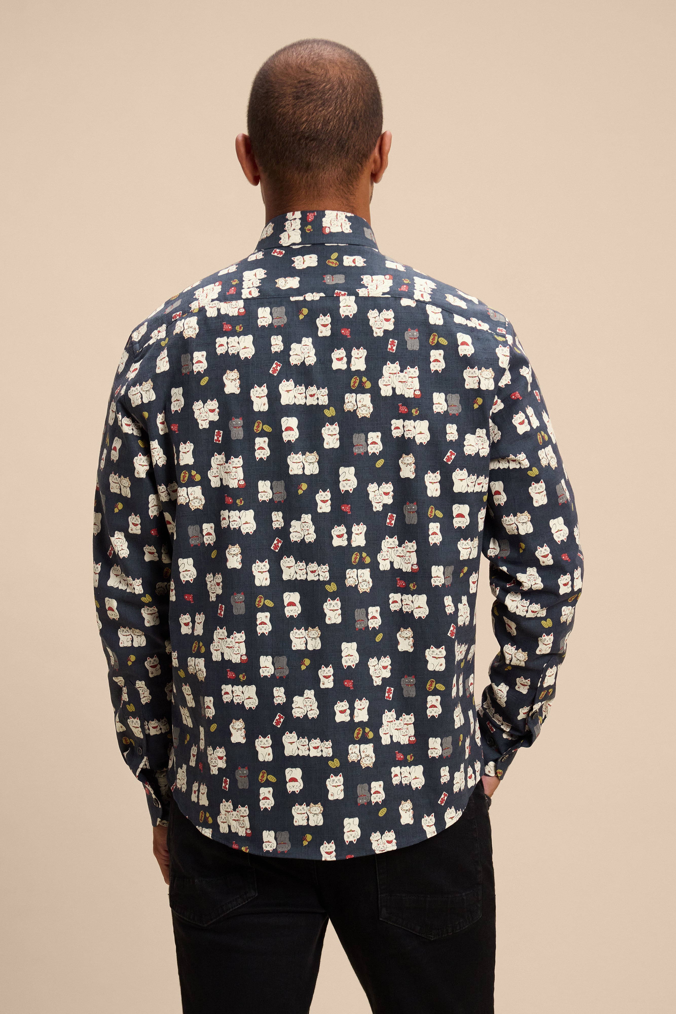 Maneki Neko shirt, back on model