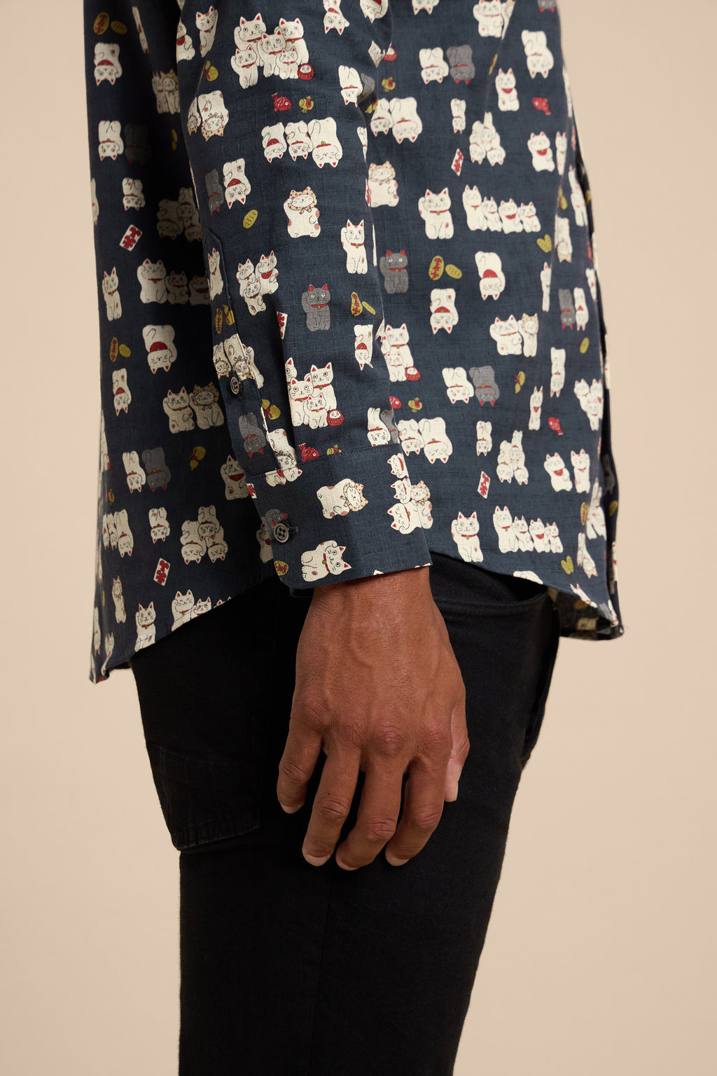 Maneki Neko shirt, cuff detail