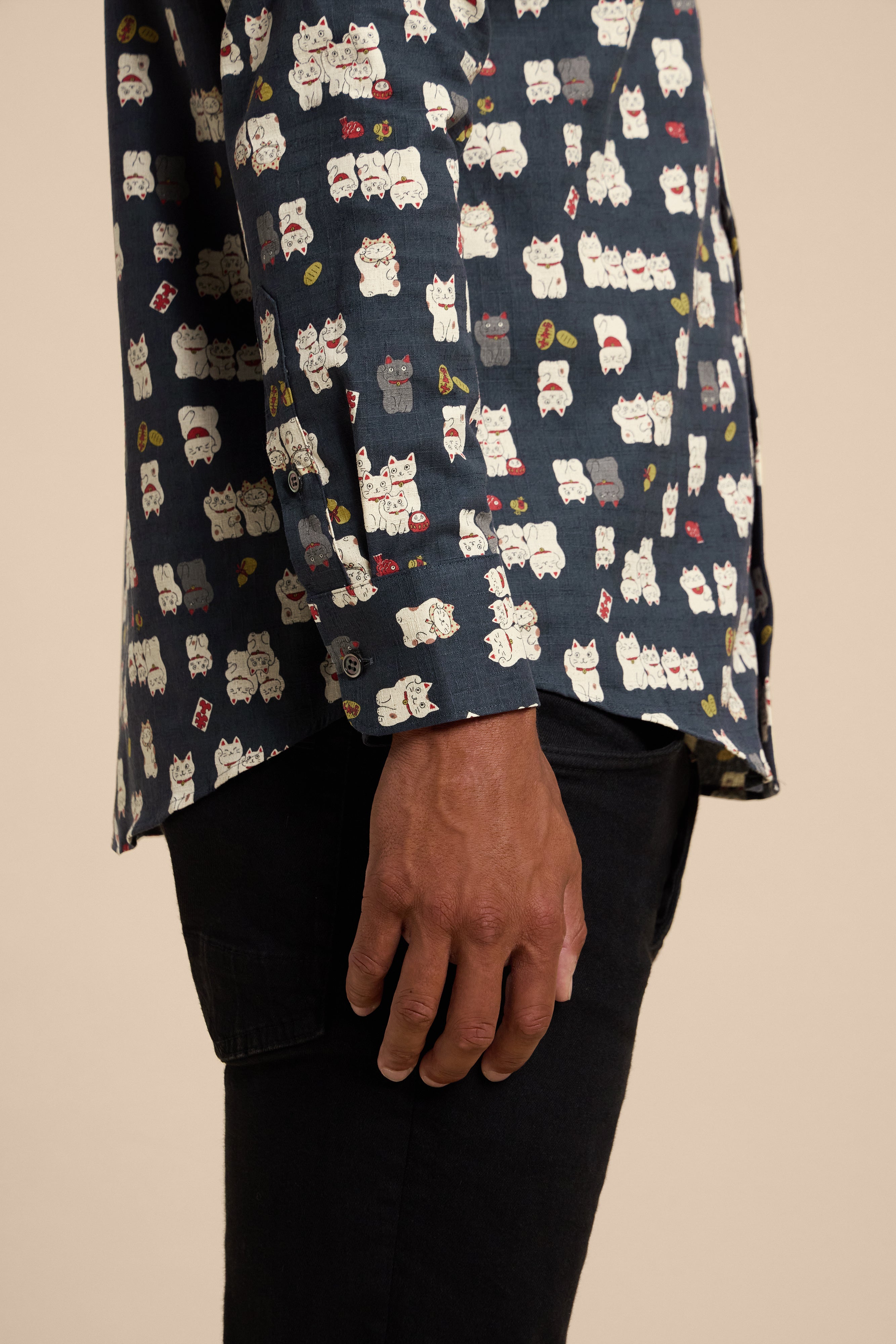 Maneki Neko shirt, cuff detail
