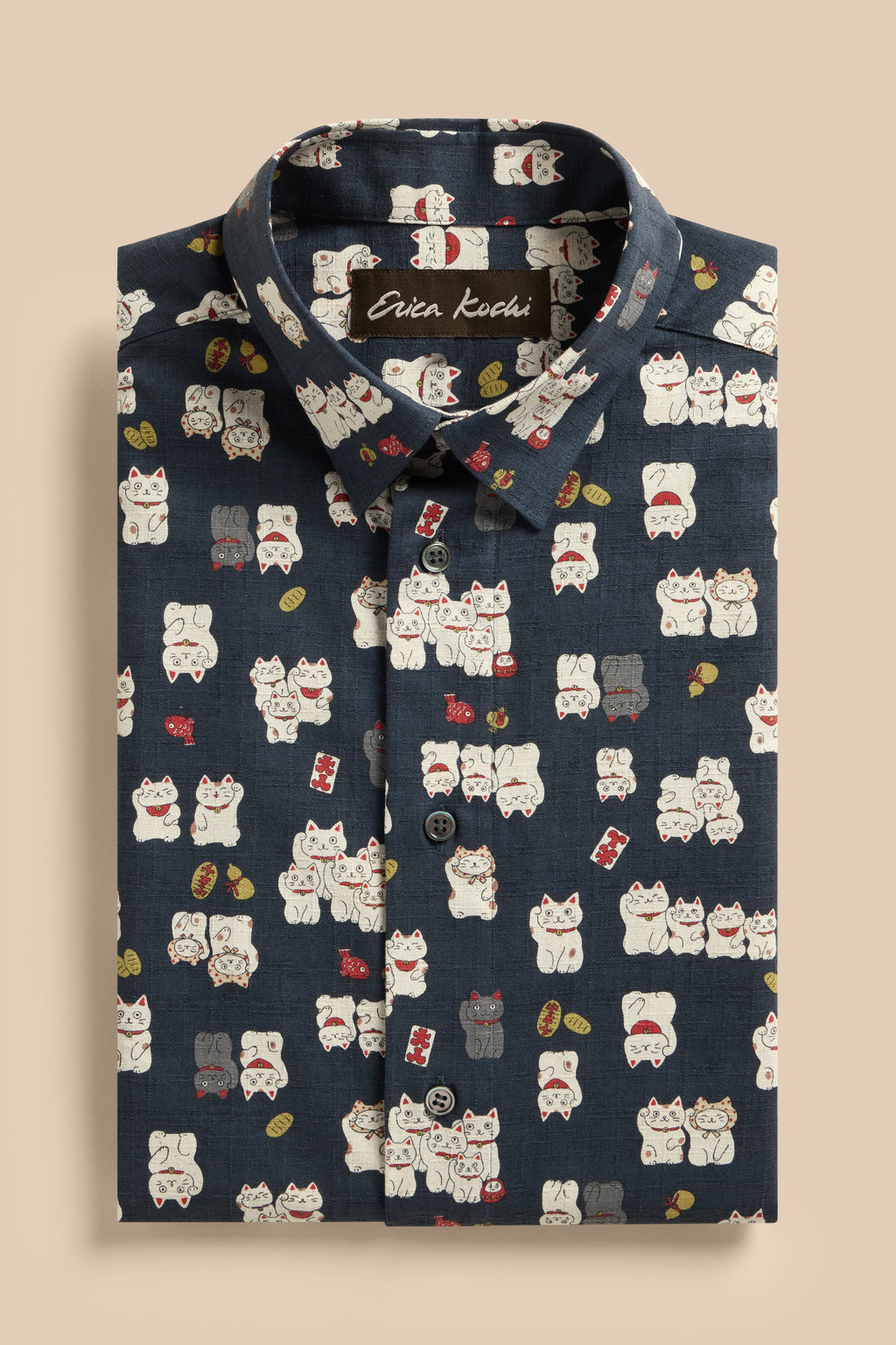 Maneki Neko shirt, flat lay