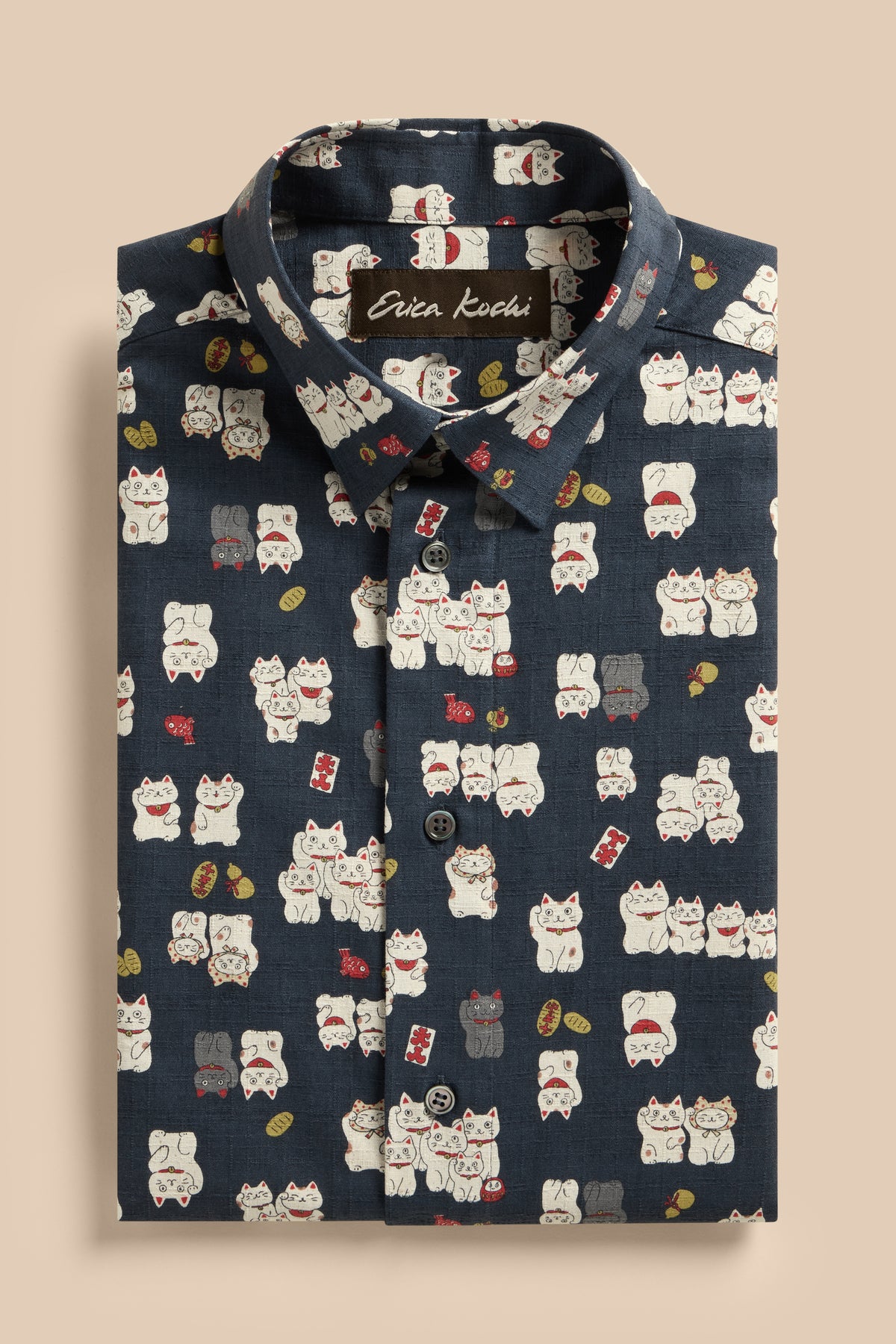 Maneki Neko shirt, flat lay