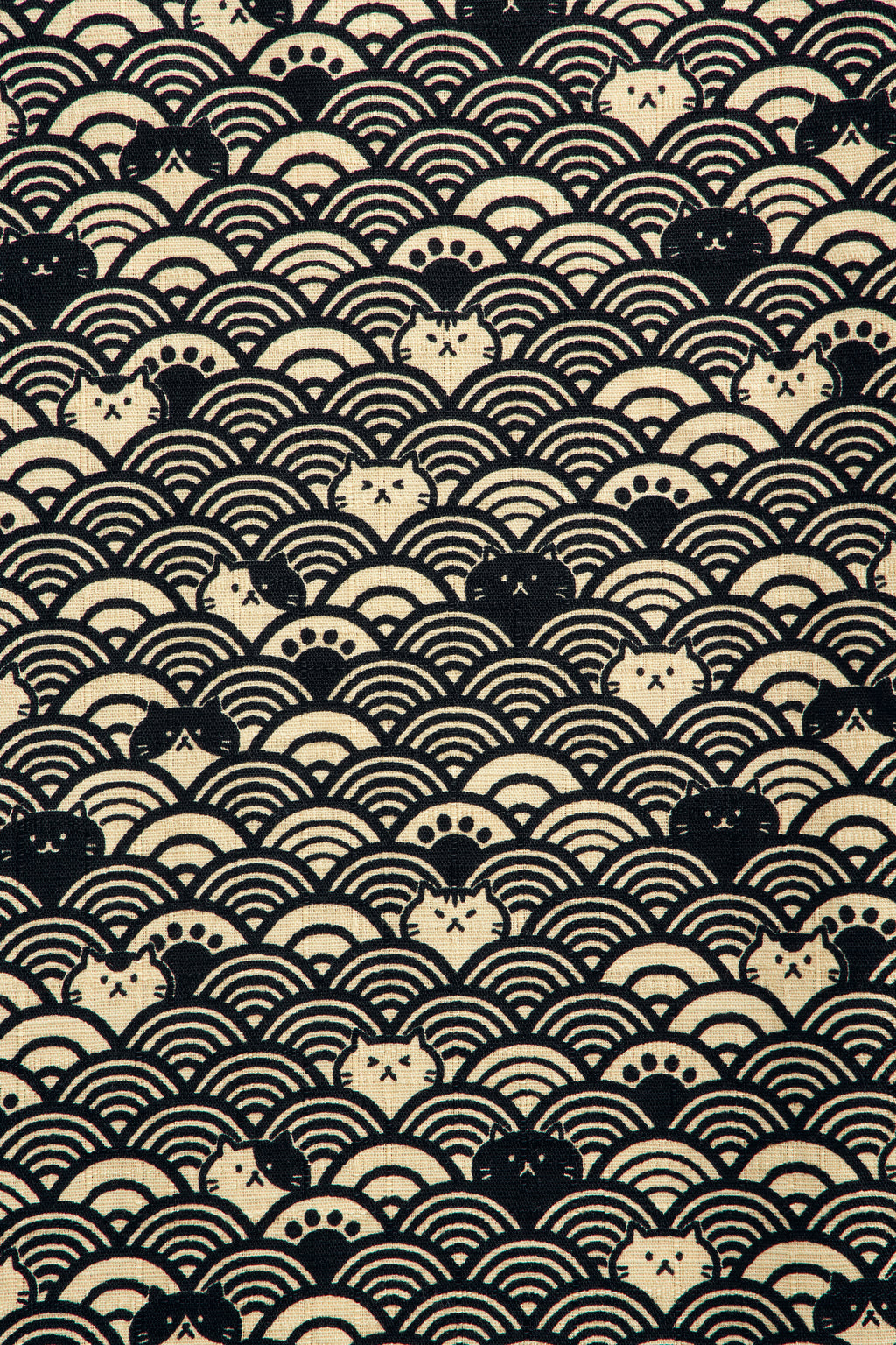 Wave Cats Black fabric swatch