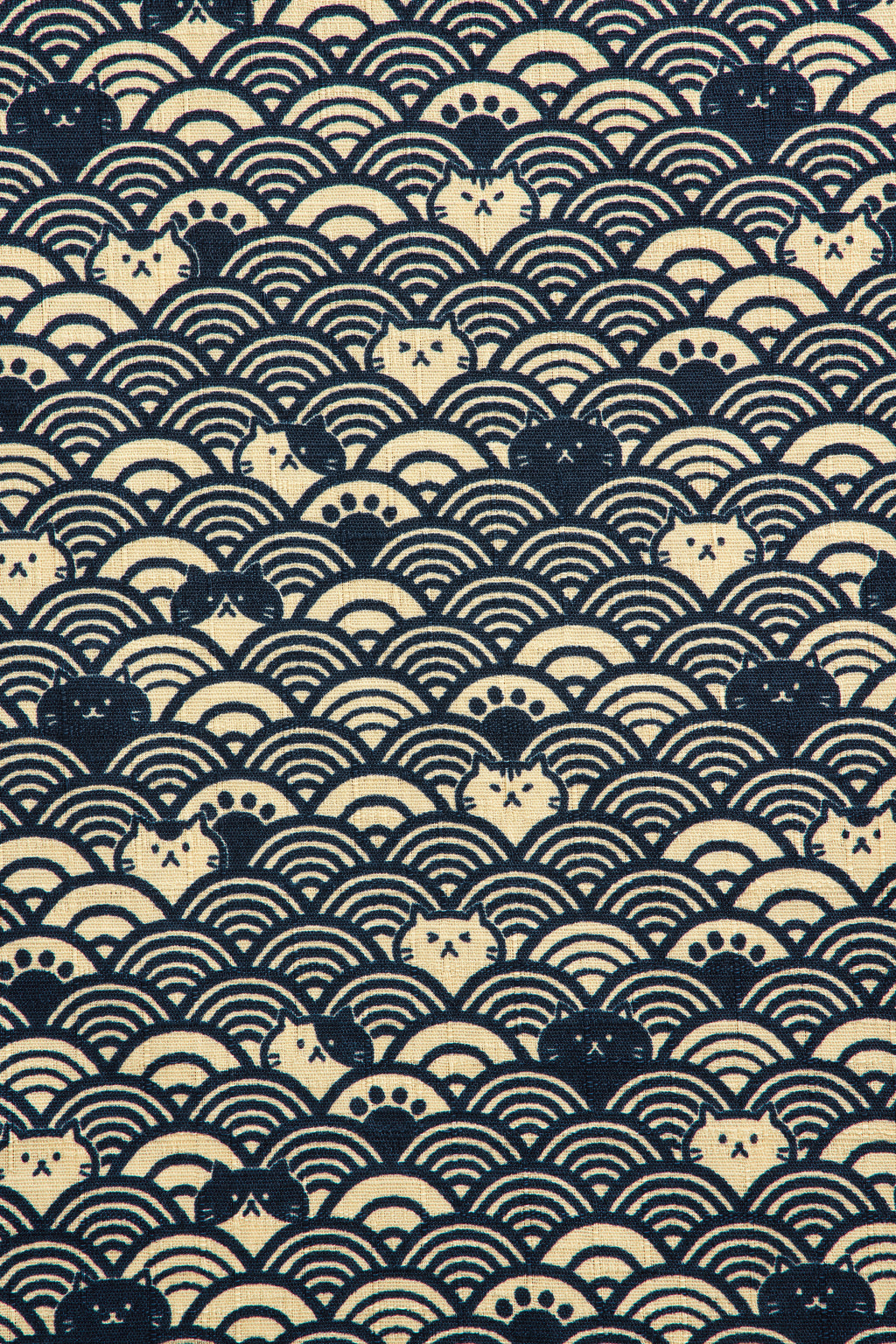 Wave Cats Blue fabric swatch