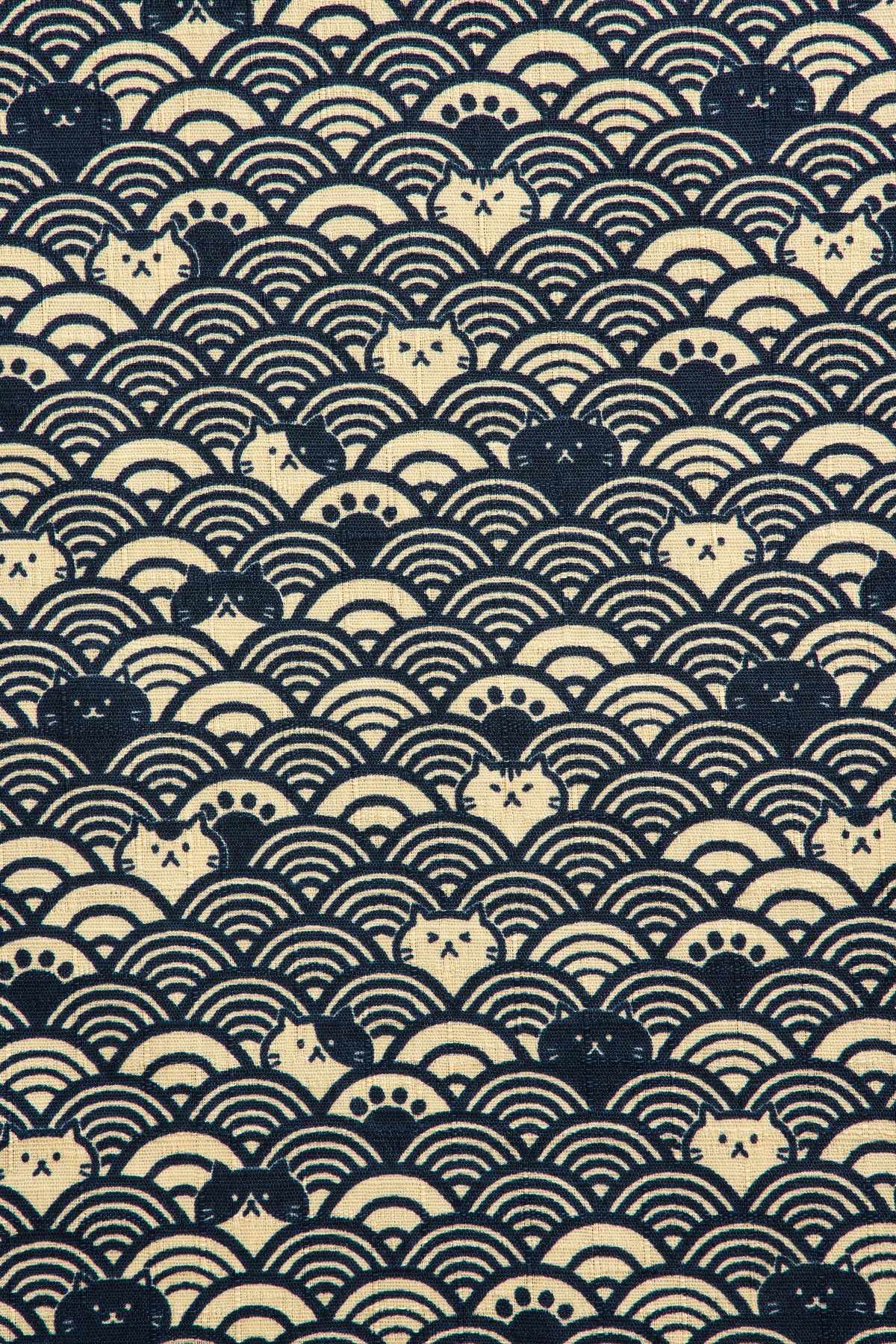 Wave Cats Blue fabric swatch
