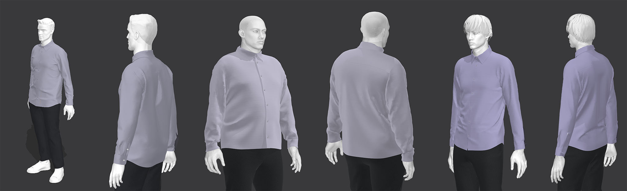3D avatars wearing shirt prototypes